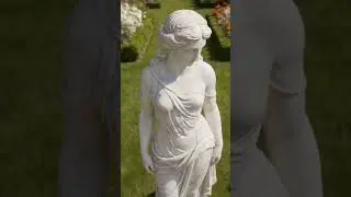 Our Elegant Lady Garden Sculpture, Meticulously Carved from Pristine White Marble