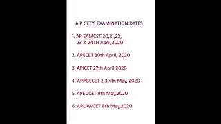 AP EAMCET-2020 APECET-2020 APICET-2020 APEDCET-2020 APLAWCET-2020SCHEDULE