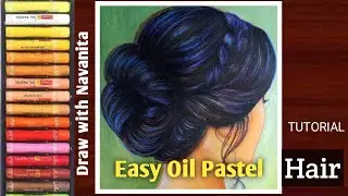 How to make hair with Oil Pastel/How to use Scraping Tool/Oil pastel tutorial