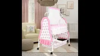 KRIDDO Baby Cradle Assembling with Rocking Function and Mosquito Net