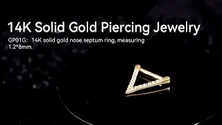 14K Solid Gold Nose Septum Ring 1.2*8mm &ndash; Sparkling V-Shaped Design