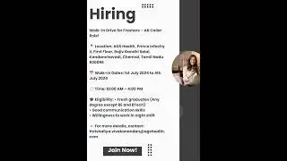 Walk-in Drive for AR Callers || AGS Health || Prince Infocity || Chennai