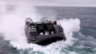 Landing Craft Air Cushion (LCAC) Hovercraft Docking On USS Kearsarge