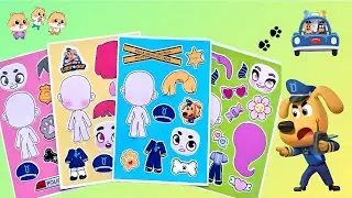 [🐾paper diy🐾] Sheriff Labrador Fashion 🚔 Decorating With Sticker Book Satisfying 래브라도 경장 스티커북 꾸미기