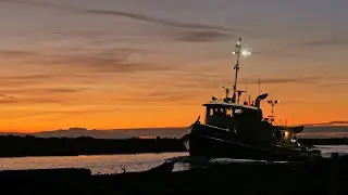 Traffic Jam at the Jetty, Pacific Fury bringing in a 5 wide log Tow