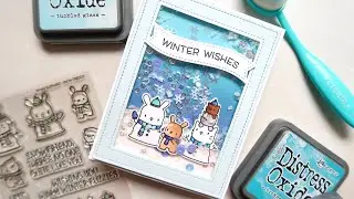 Frosty Winter Themed Mama Elephant SEQUIN SHAKER Card