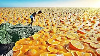 🍊 Man Jumped Into a Fruit Ocean 🌊 Would You Try This Next? | Oddly Satisfying Cinematic AI ASMR