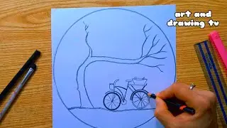 how to draw moon light scenery||scenery drawing||pencil art||tree drawing#art and drawing tv