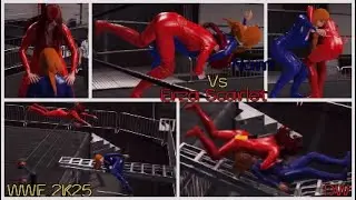 WWE 2K25 Nami Vs Erza Scarlet 2 - Leather Catsuit Extreme Rules Match 