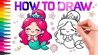 How to Draw Ariel the Little Mermaid | Easy Mermaid Drawing for Kids (Ages 3&ndash;6)