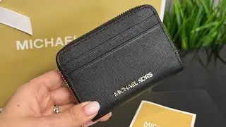 Распаковка кошелька MICHAEL KORS Jet Set Travel Medium Saffiano Leather Wallet (black)