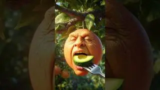 Peach Eats Avocado Slice | Realistic 3D CGI Fruit Animation | AI Short #animation #shorts  #comedy