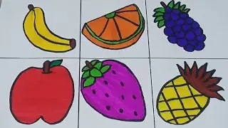 Fruits Drawing For Kids/How To Draw Fruits/Apple Drawing/Banana Drawing/Grapes Drawing