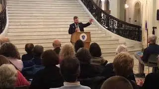 Senator Julian Cyr speaking at State House rally on Single Payer Health Care