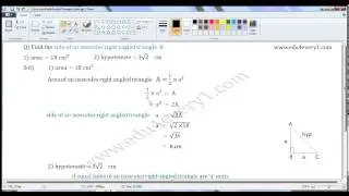 side of an isosceles right angled triangle