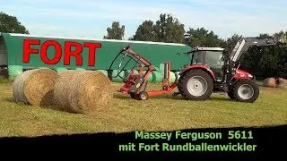 So gut wickelt ein Fort F 7500 Rundballenwickler work Massey Ferguson 5600