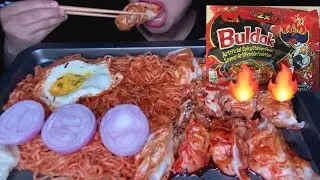 2X spicy ramen with pork dumplings #mukbang #asmr