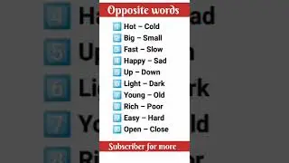 10 Opposite Words in English | Learn Easy English Vocabulary for Kids & Beginners | Daily English