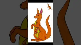 How to colour Kangaroo?/ kangaroo colouring for beginners/kangaroo colouring with brushpens #shorts