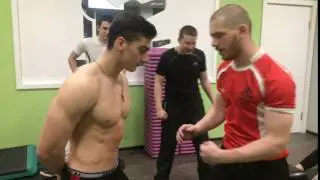 Taking a very hard punch from a rugby player