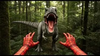 POV SpiderMan explores prehistoric dinosaur forest (Action POV)