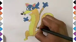 Draw Swiper the Fox from Dora the Explorer , Simple and Easy drawings for kids .