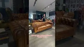 Antique look Vintage leather 3 seat chesterfield sofa