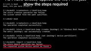 [FIX] Requested system device not found bcdedit bootrec