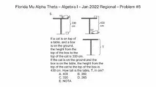 Florida Mu Alpha Theta - Algebra 1 Jan 2022 Regional All Problems