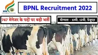 BPNL Recruitment 2022 | भारतीय पशु पालन निगम लिमिटेड 2022 | How to Apply BPNL ? | 10th Pass Job