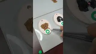 Artist is making Pup Cup pet ID tags using polymer clay!