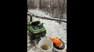 ash across trail, echo 3510, Timber Tuff log dolly, Dec 27, 2025