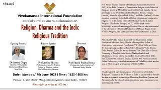 Talk on #Religion, #Dharma and the Indic Religious Tradition by Prof Arvind Sharma