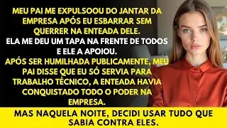 No jantar da empresa, esbarrei na enteada do meu pai, recebi um tapa e ele mandou o RH me expulsar