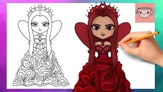How To Draw Queen of Hearts from Descendants 4 - The Rise Of Red | Disney Drawing Tutorial