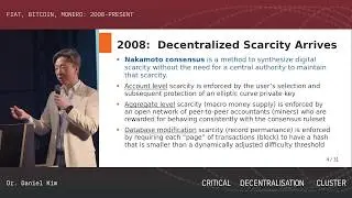 Критический кластер децентрализации 36c3 &mdash; фиат, биткойн, монеро: 2008 &mdash; настоящее время (д-р Дэниел Ким)
