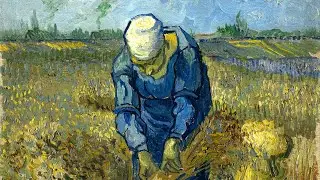 Peasant woman binding Sheaves | Painting by Vincent Van Gogh