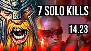 OLAF vs LEE SIN (TOP) | 7 solo kills, 65% winrate, 10/2/5, Godlike | KR Master | 14.23