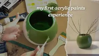 How to paint clay pots at home with acrylic paints 🎨🖌️🪴 #bluebird #acrylicpainting