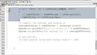 Java Array Algorithms:  sum, average, min, and max