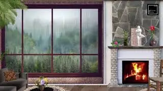 Heavy Thunder Lighting Rain Comfy Jazz Piano Saxophone Relaxing Vibes Fireplace Window View Thunder
