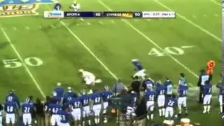 Cypress Bay's Alex Montgomery makes a late interception