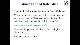 Introduction to Minitab, Installation and Simple Linear Regression