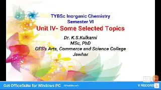 TYBSc Inorganic Chemistry Sem VI - Dr. K.S.Kulkarni