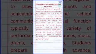 Paragraph on Annual Function of My School