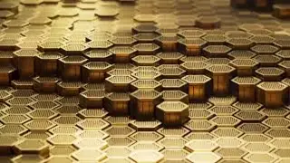 Many golden 3d rendering abstract hexagon gold metal texture full HD background loop video