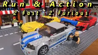 LEGO ２Fast ２Furious - Jumping the Bridge scene review / Skyline GT-R (R34) / Toyota Supra