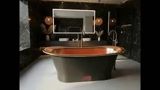 Straight Base Copper Bathtub Polished Copper Interior & RAL7024 Graphite grey Exterior