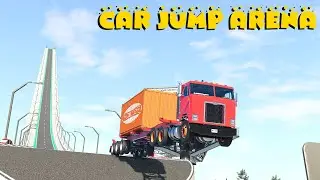 CAR JUMP ARENA TRUCKS CRASH - BEAMNG DRIVE