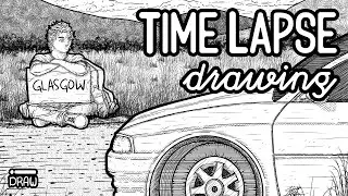 Digital Drawing - Man Hitchhiking | Time Lapse Line Art Illustration | Dot Line Draw – Zarya Kiqo